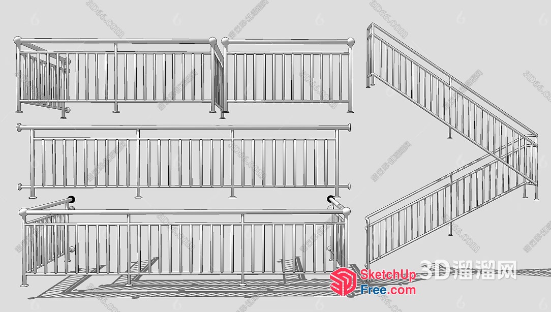 3D Stair Railing Model 3D SketchUp File
