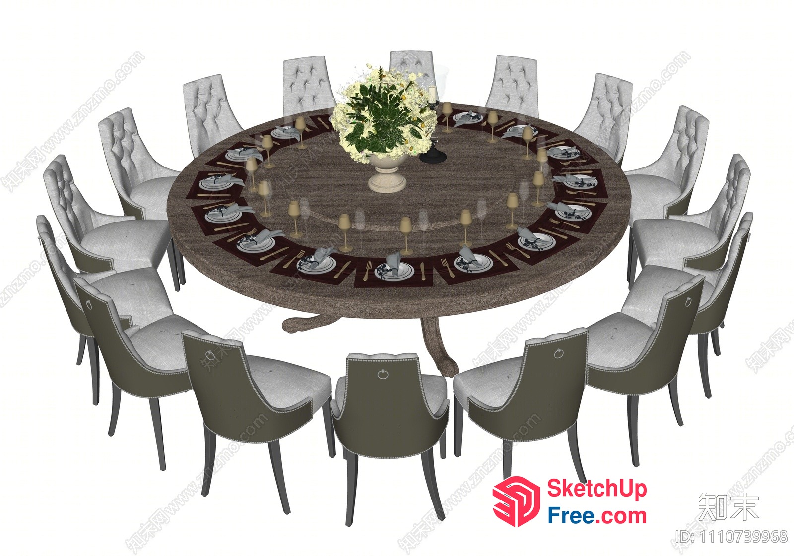 Luxurious Dining Table Set With Elegant Chairs 3D SketchUp File