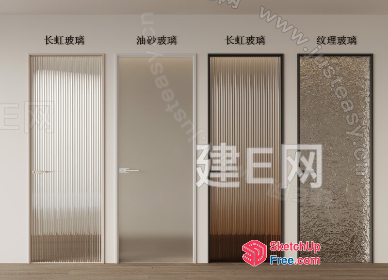 Four Doors With Various Styles And Textures 3D SketchUp File