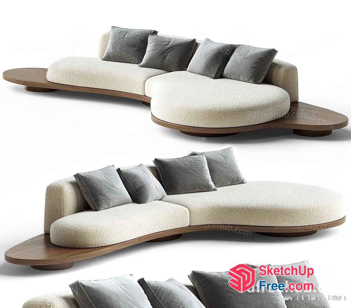 Elegant And Modern Japanese-Style Sofa Set 3D SketchUp File