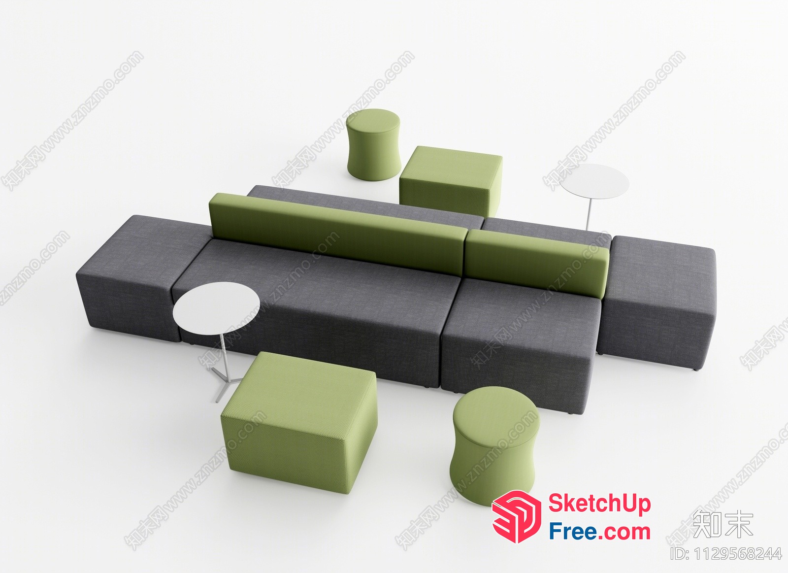 Modern Minimalist Living Room Furniture Arrangement 3D SketchUp File