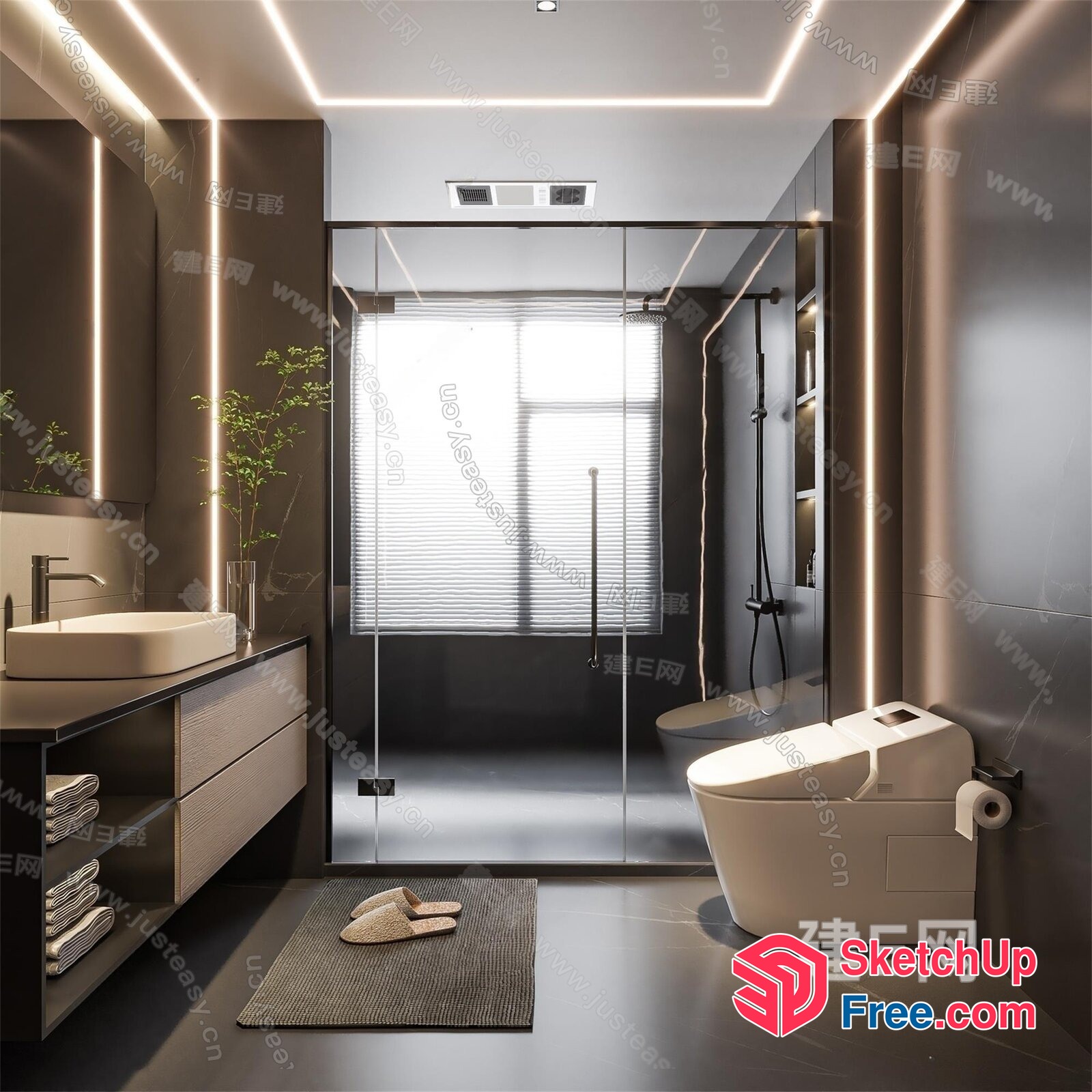 Modern Bathroom With Sleek Lighting And Clean Lines 3D SketchUp File