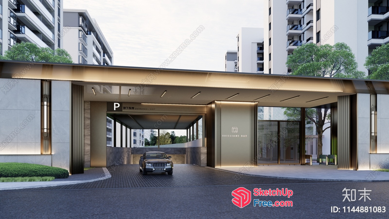 Entrance To Modern Apartment Complex 3D SketchUp File