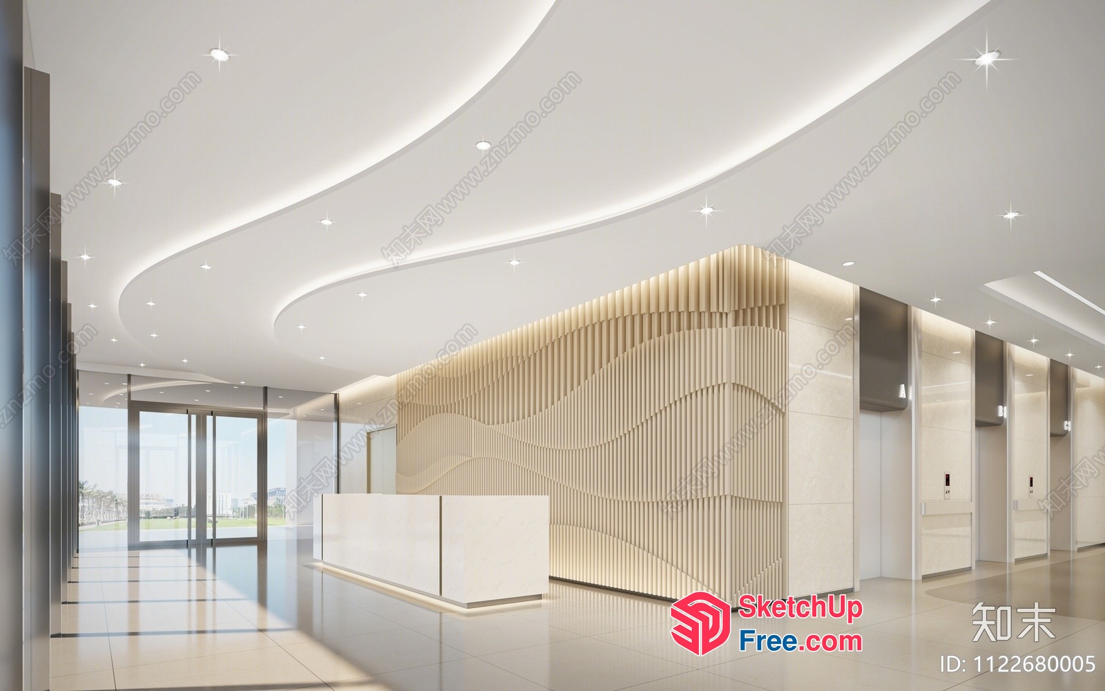 Elegant And Modern Office Reception Area 3D SketchUp File