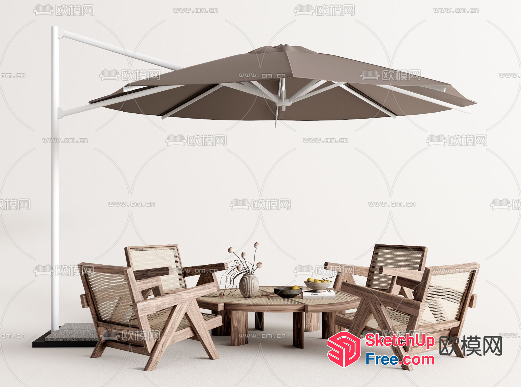 Elegant Outdoor Patio Furniture Set With Umbrella 3D SketchUp File