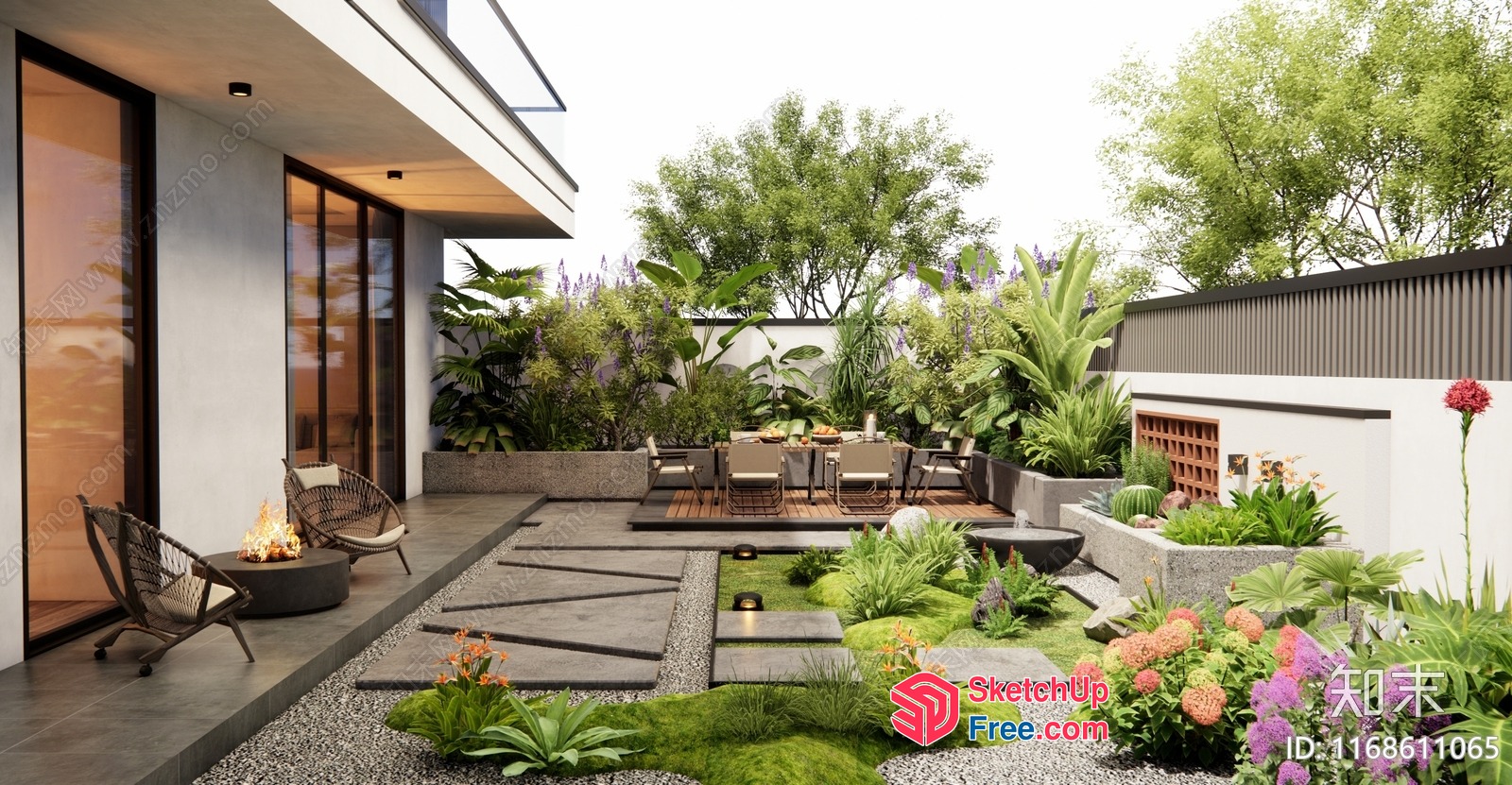 Modern Minimalist Outdoor Garden Space 3D SketchUp File