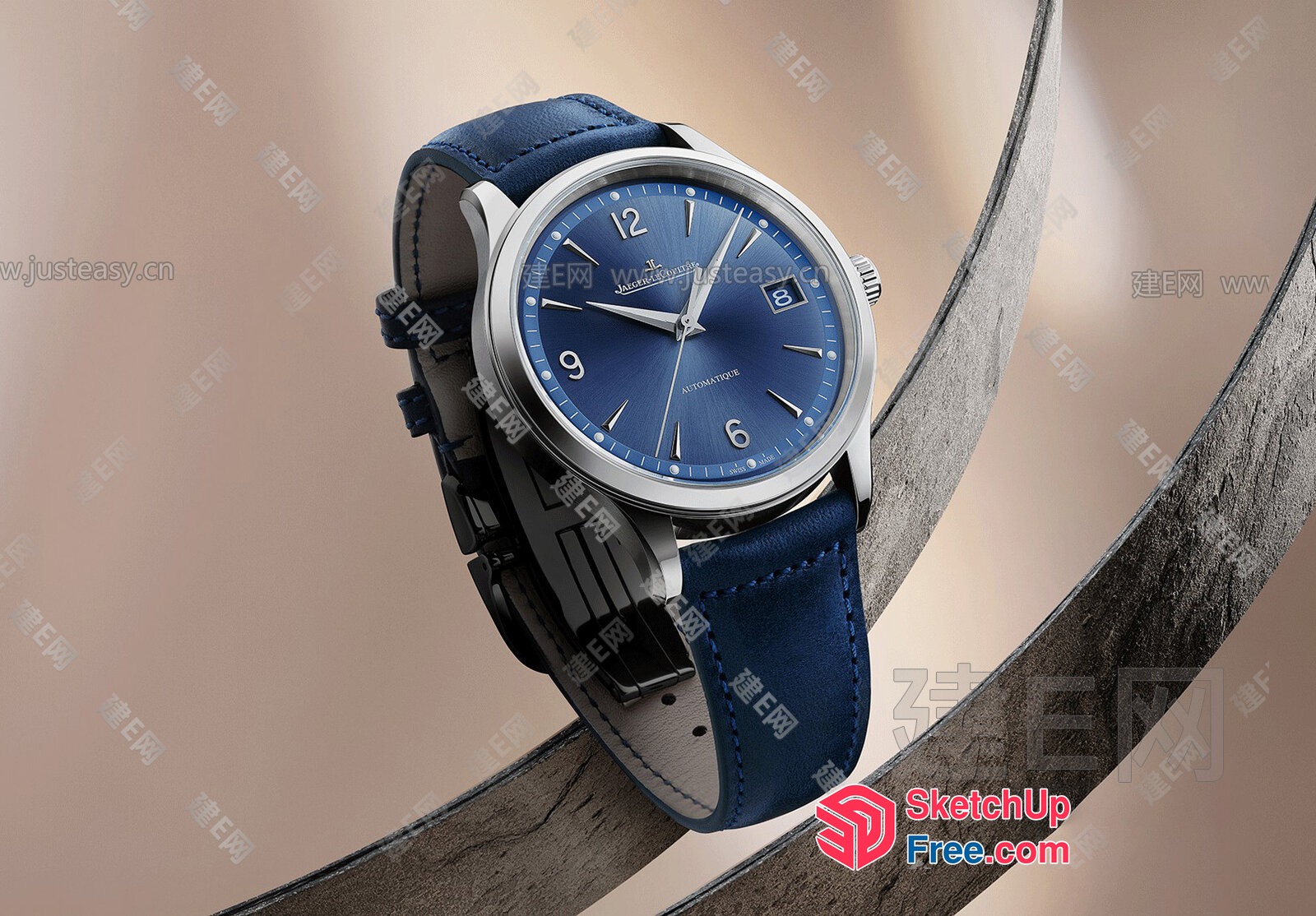Elegant Timepiece In Rich Blue Leather 3D SketchUp File