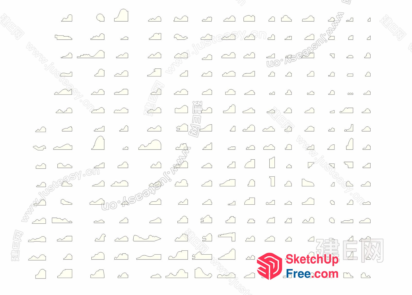 Minimalist Cloud Shapes Arrangement 3D SketchUp File