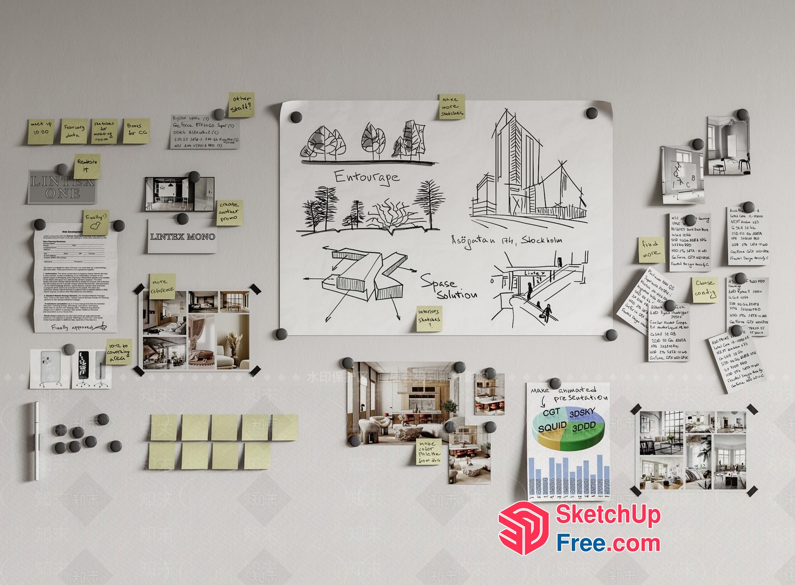 Architectural Design Concept Board 3D SketchUp File