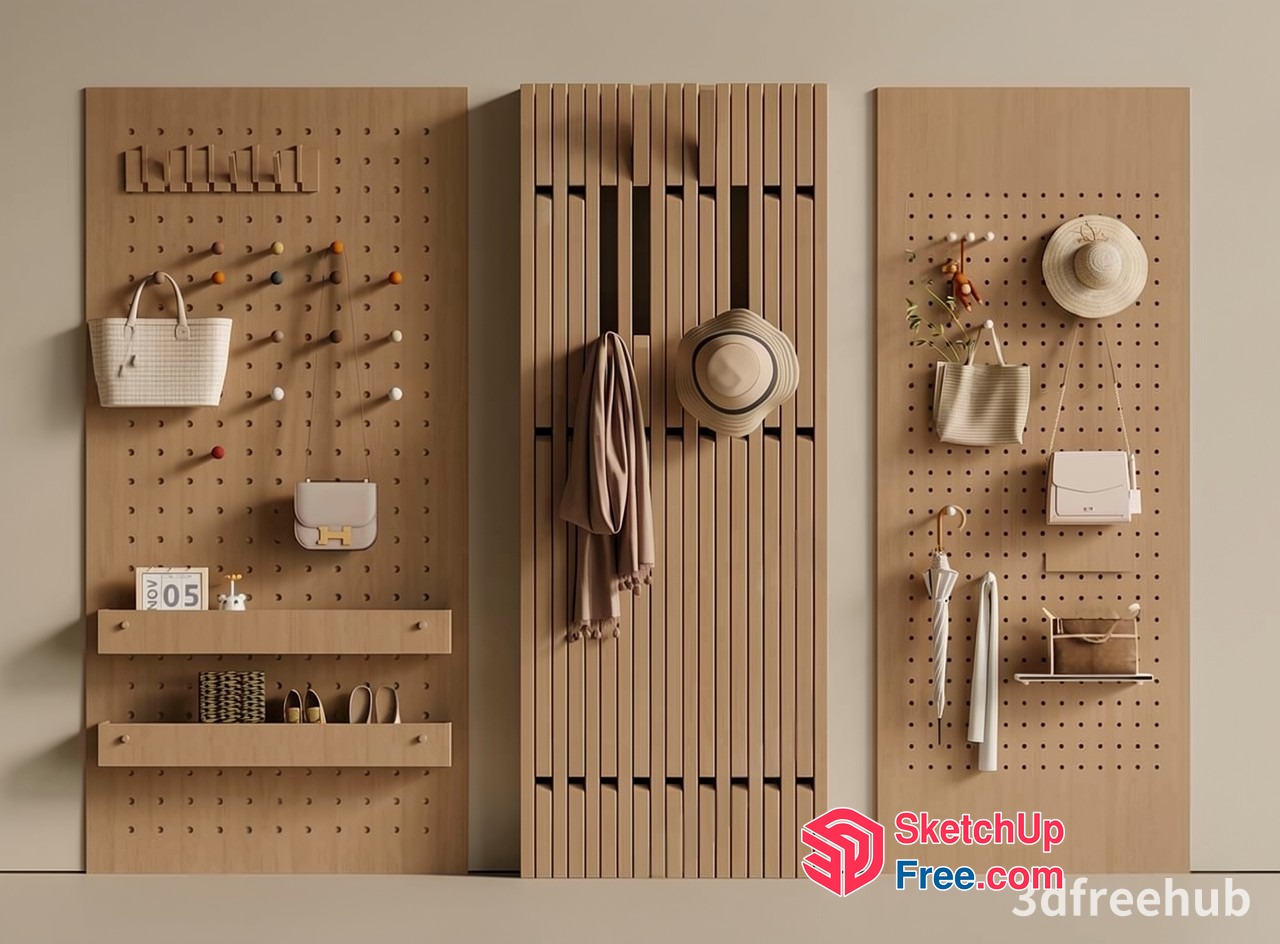 Modern Minimalist Wooden Storage And Display System 3D SketchUp File