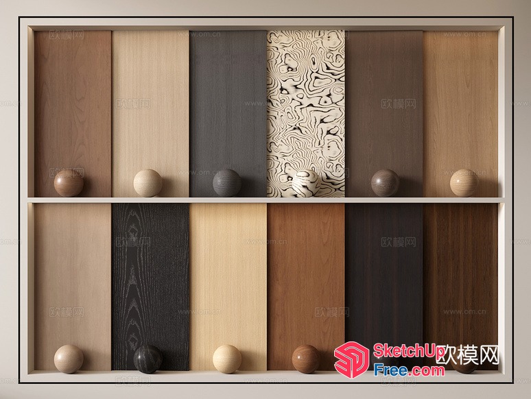Colorful Wood Panel Patterns And Balls 3D SketchUp File