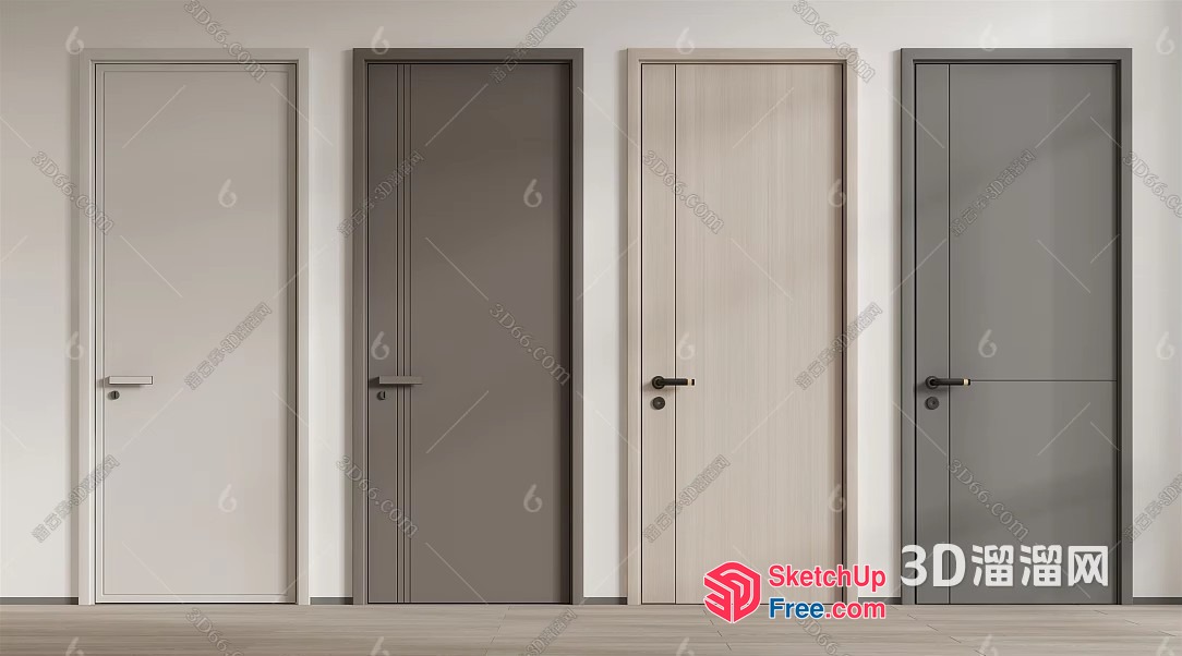 Four Doors In A Row 3D SketchUp File
