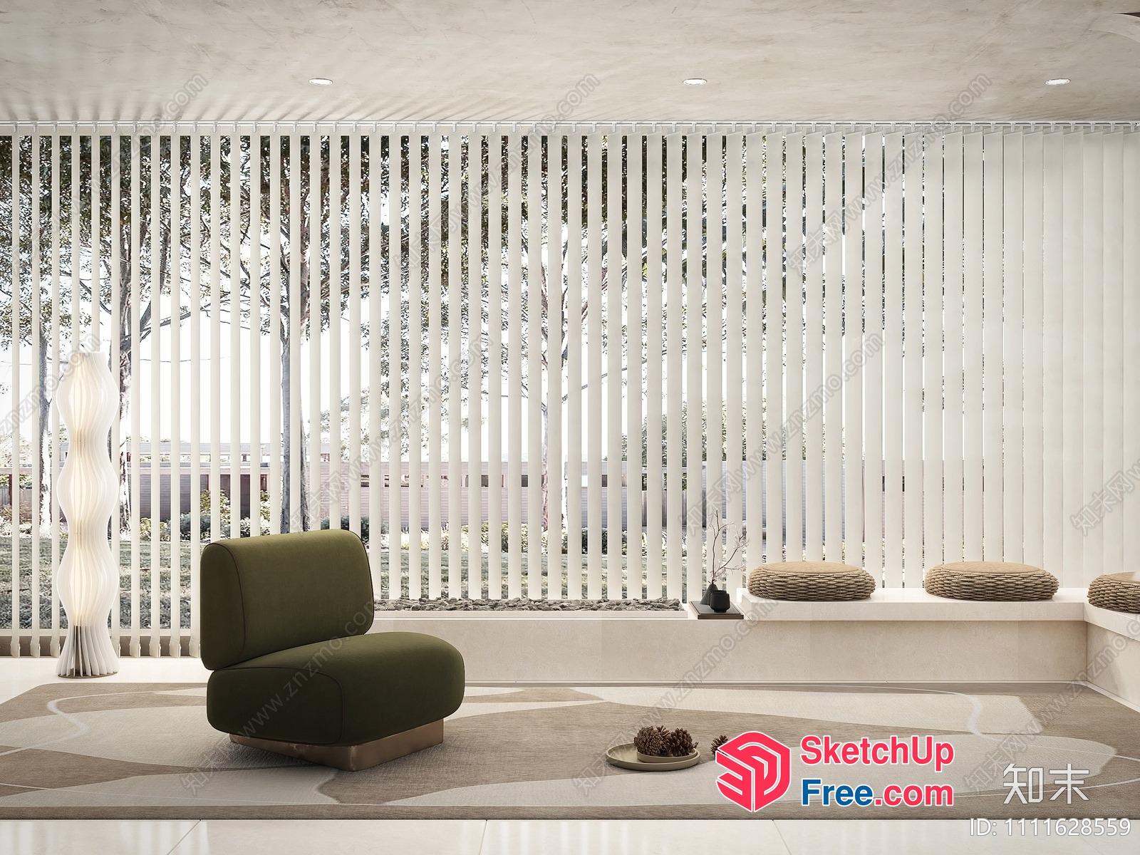 Minimalist Style Living Room Interior With Floor Lamp 3D SketchUp File