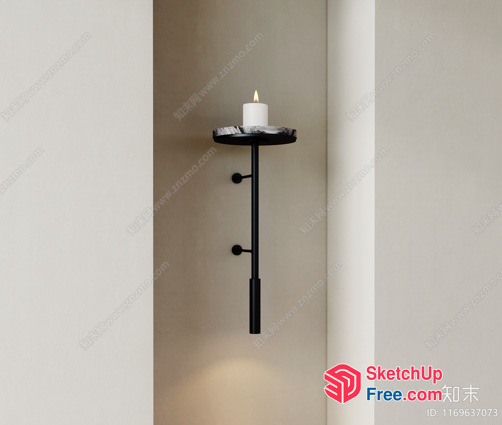 Black And White Candle Holder On A Wall 3D SketchUp File