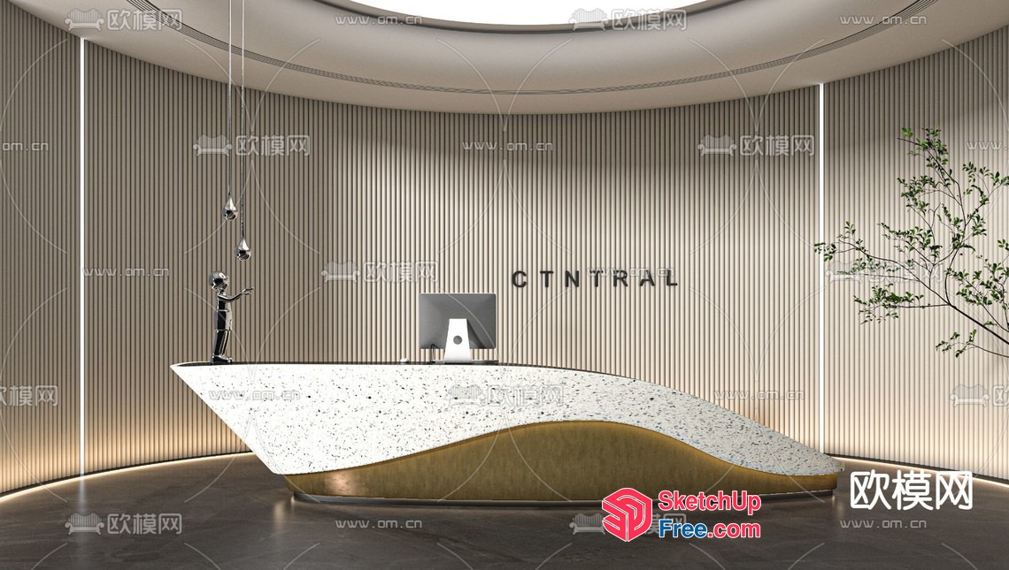 Modern Reception Desk With A Sleek And Contemporary Design 3D SketchUp File