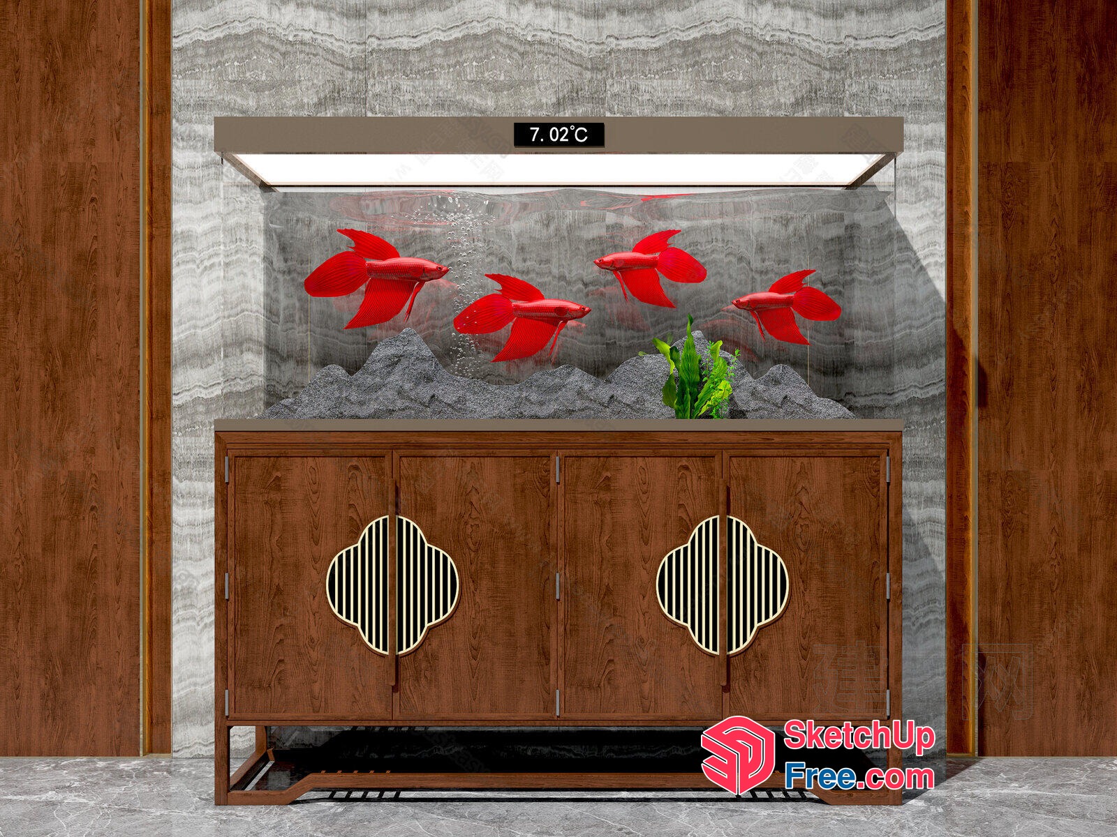 Modern Elevator With Glass Wall And Wooden Cabinet 3D SketchUp File