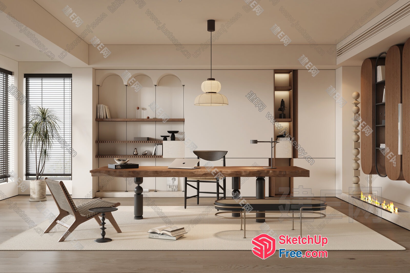 Elegant Modern Minimalist Office Interior 3D SketchUp File