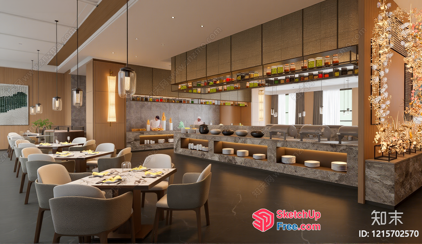 Modern Restaurant Interior With Elegant Decor 3D SketchUp File