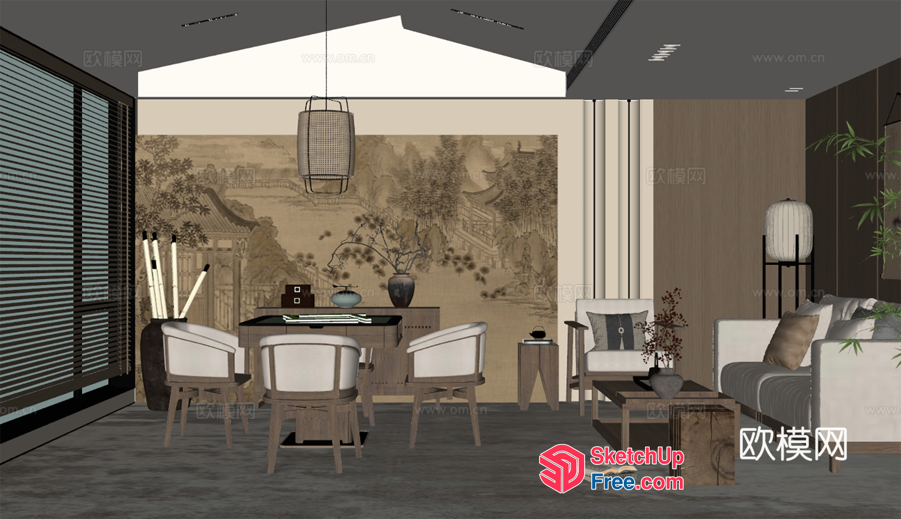 Modern Asian-Inspired Home Decor 3D SketchUp File