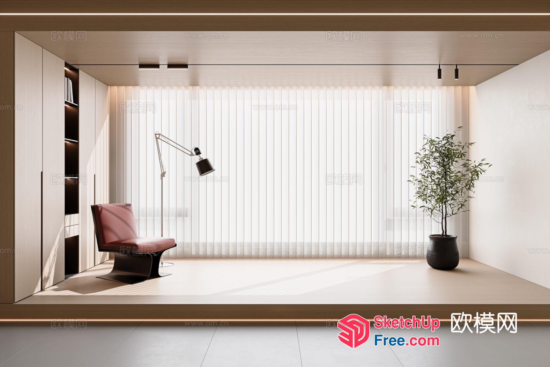Modern Minimalist Living Room With Natural Light 3D SketchUp File