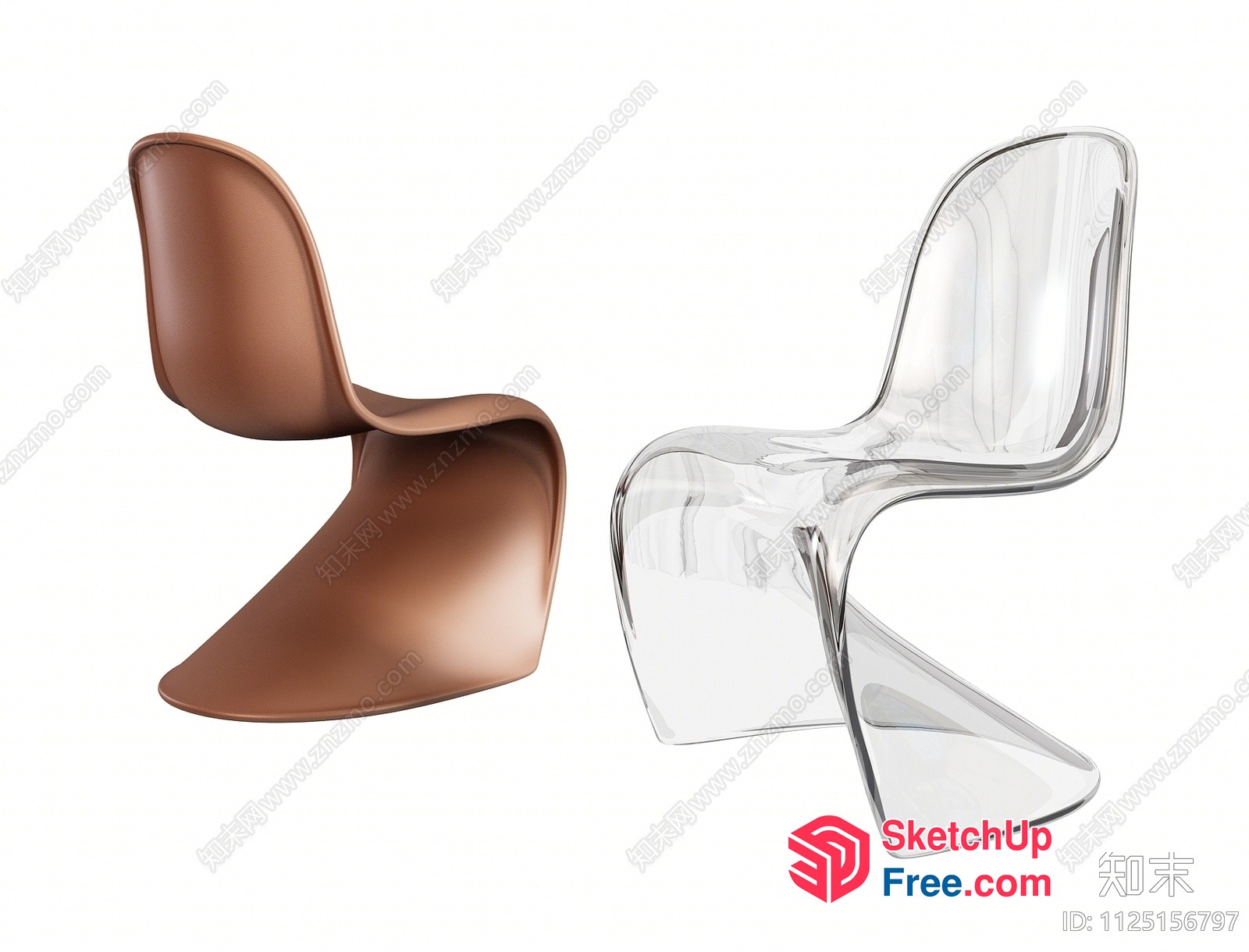 Two Elegant Chairs With Curved Backs And Seating 3D SketchUp File