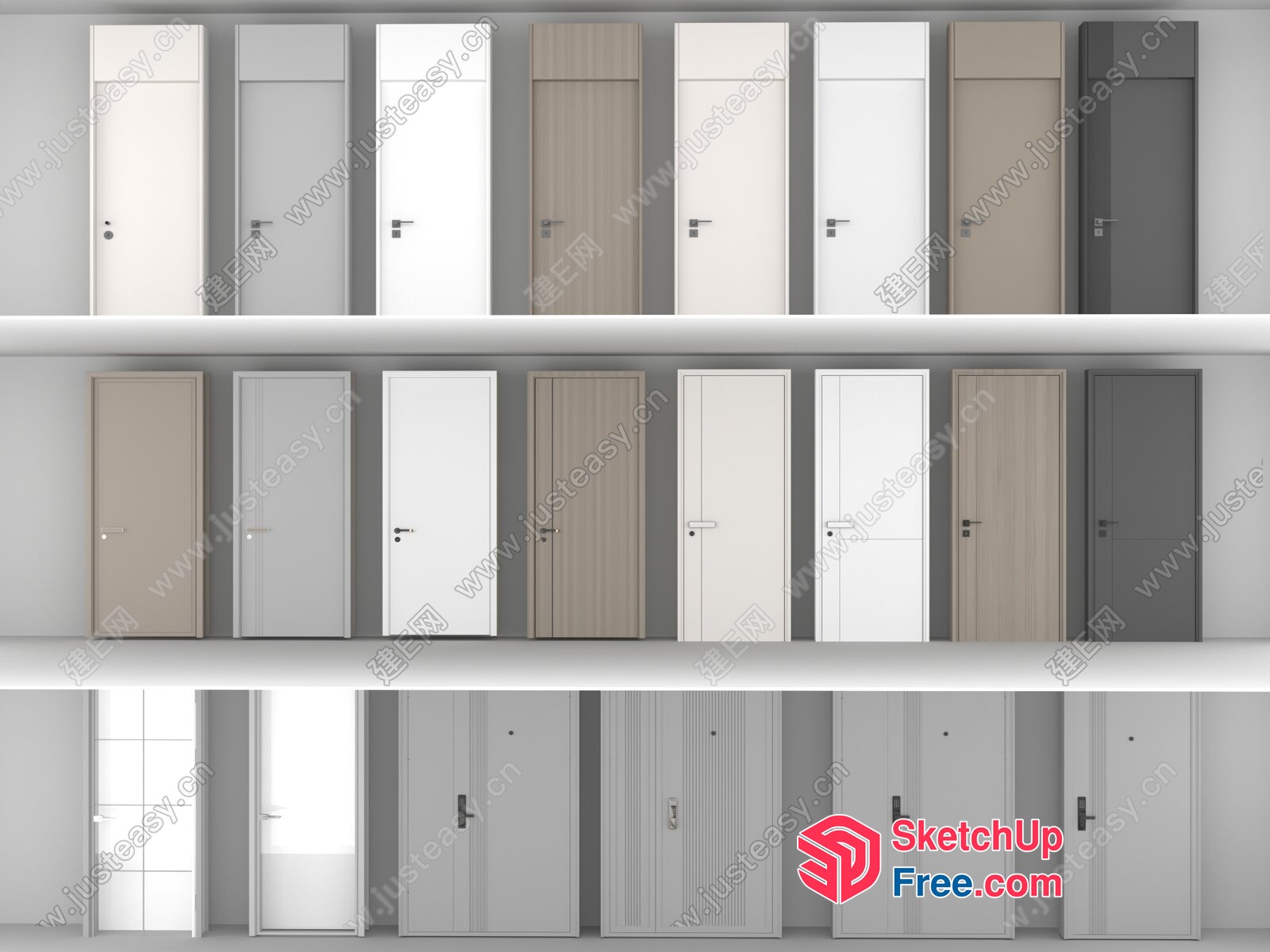 Modern Door Styles In Various Colors 3D SketchUp File