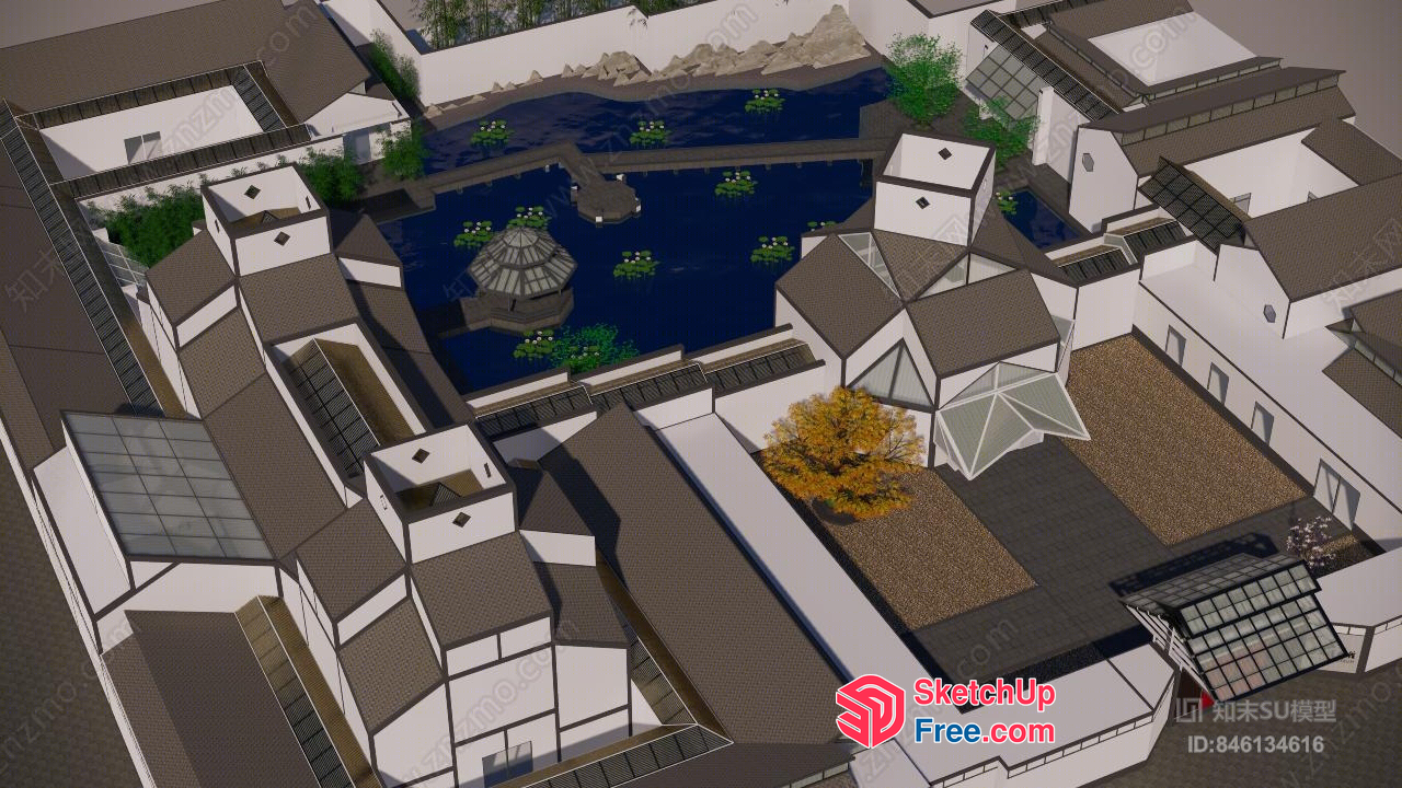 Architectural Rendering Of A Traditional Chinese Courtyard 3D SketchUp File