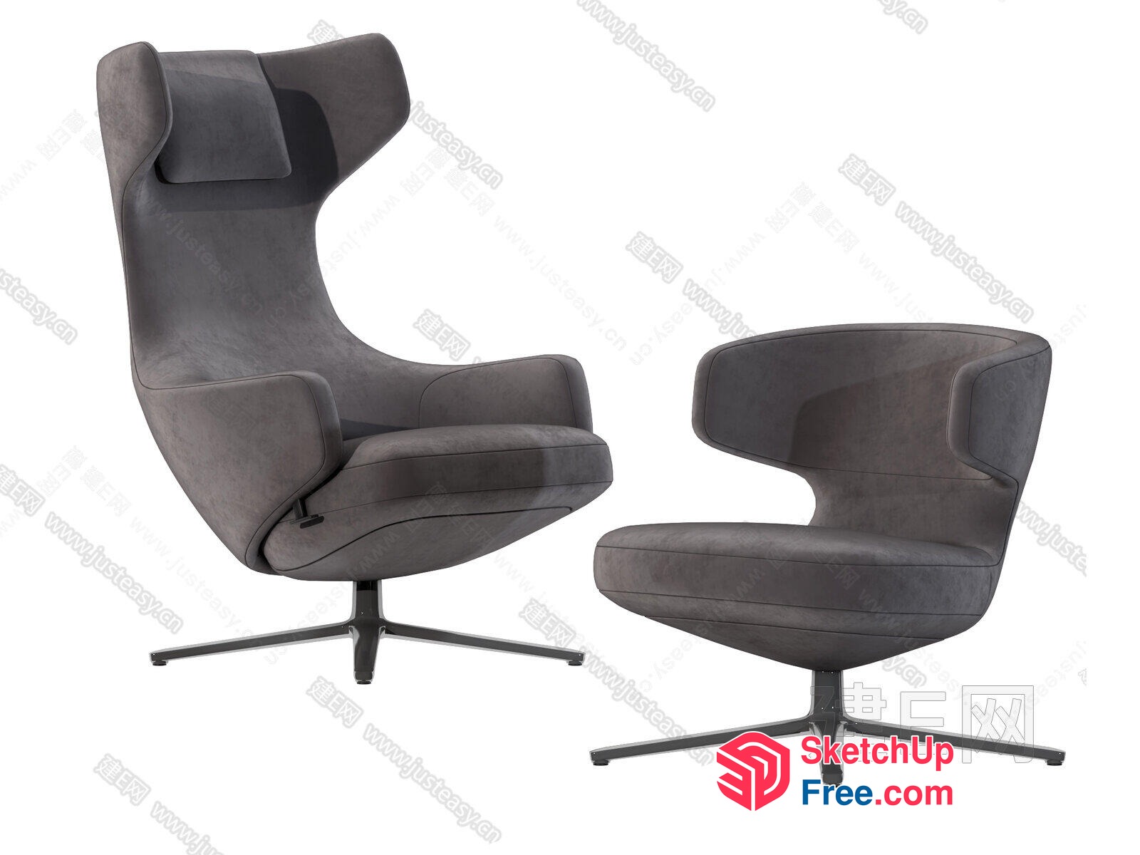 Modern High-Back Chair And Matching Swivel Chair 3D SketchUp File