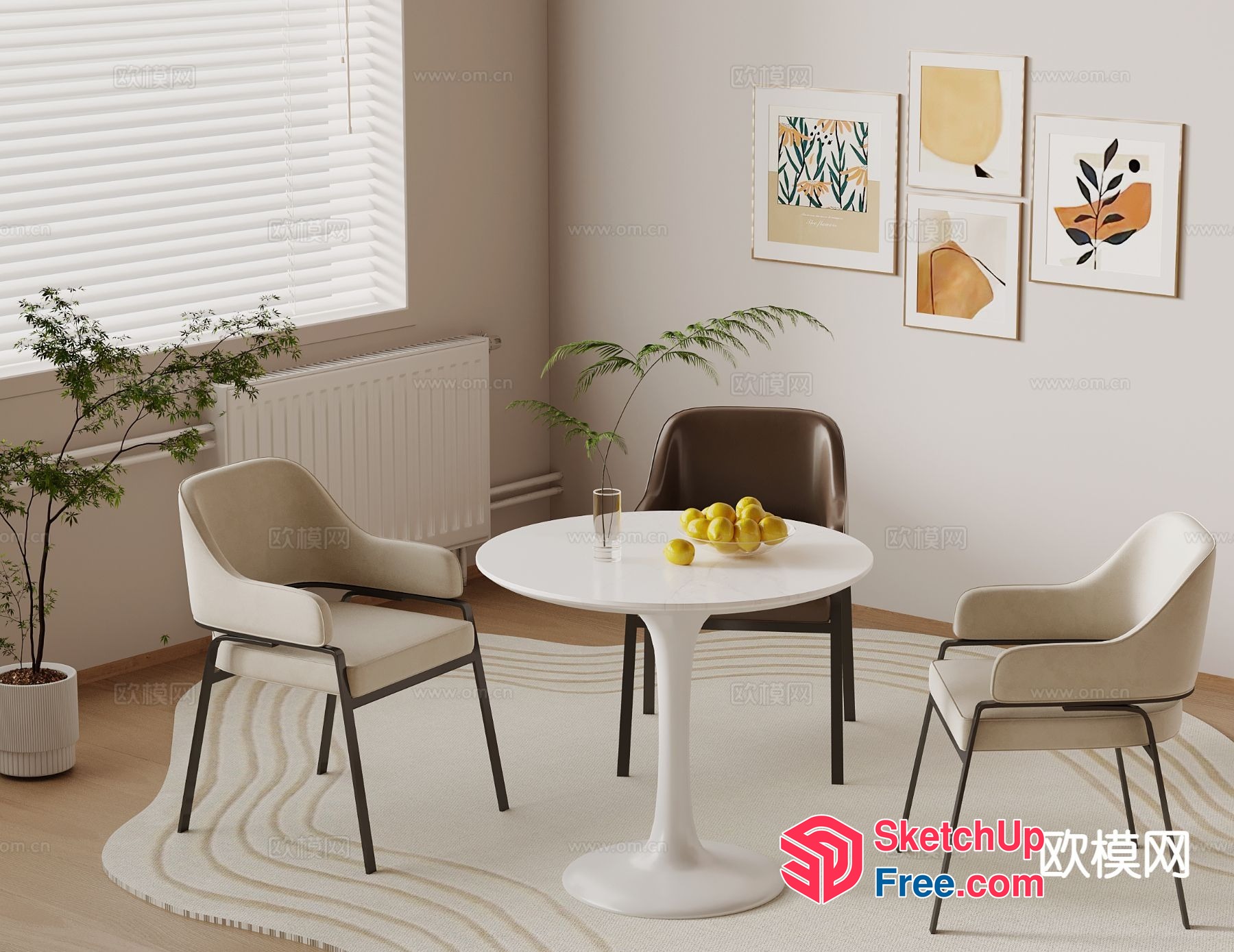 Minimalist Scandinavian Style Dining Room 3D SketchUp File
