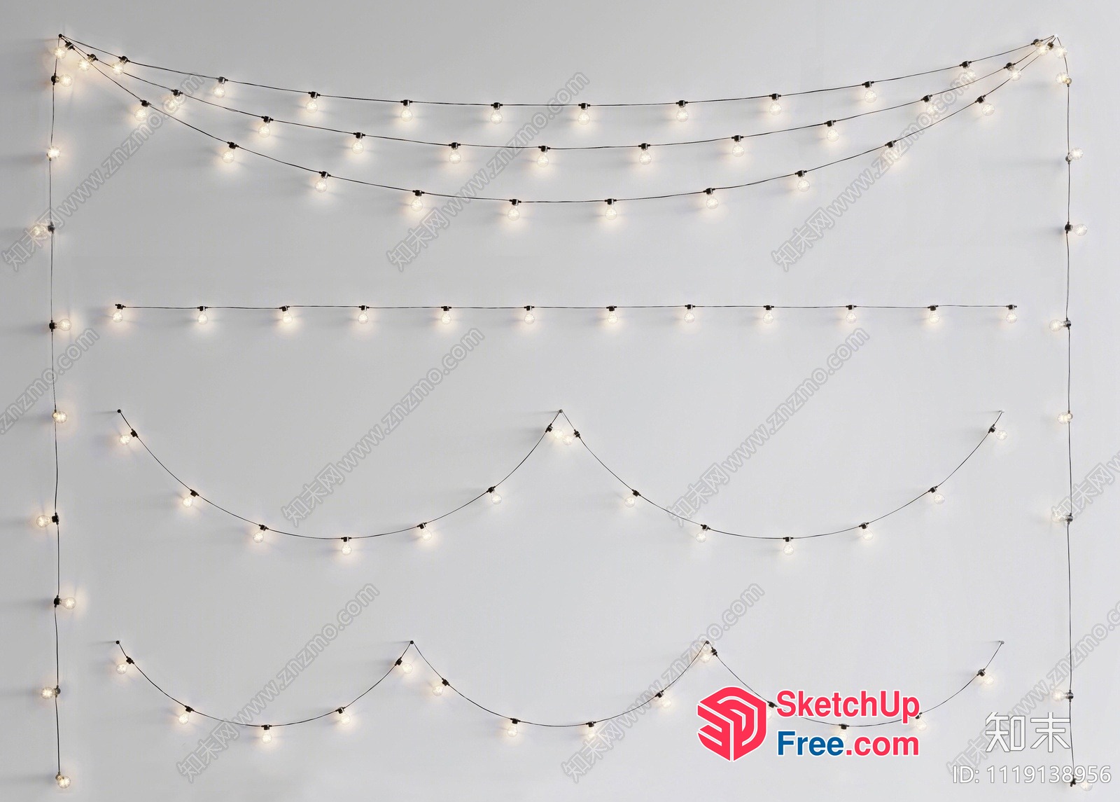String Lights Against Light Grey Background 3D SketchUp File