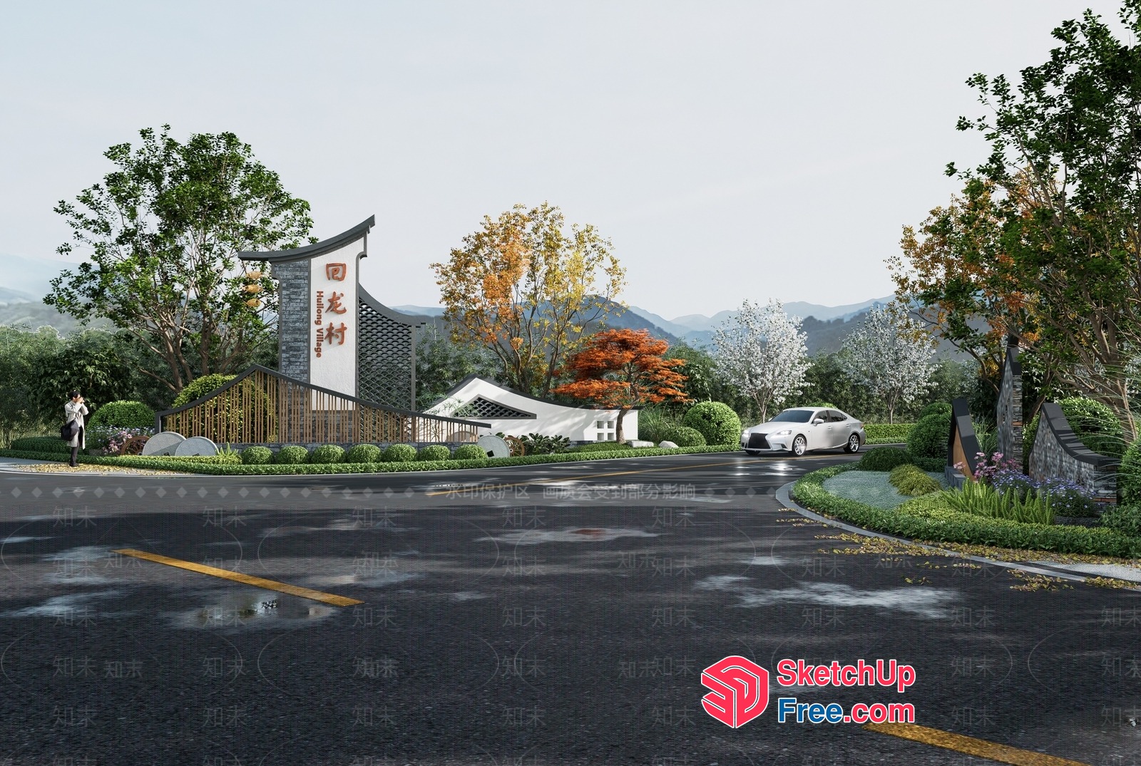 Modern Chinese Architecture Entrance 3D SketchUp File