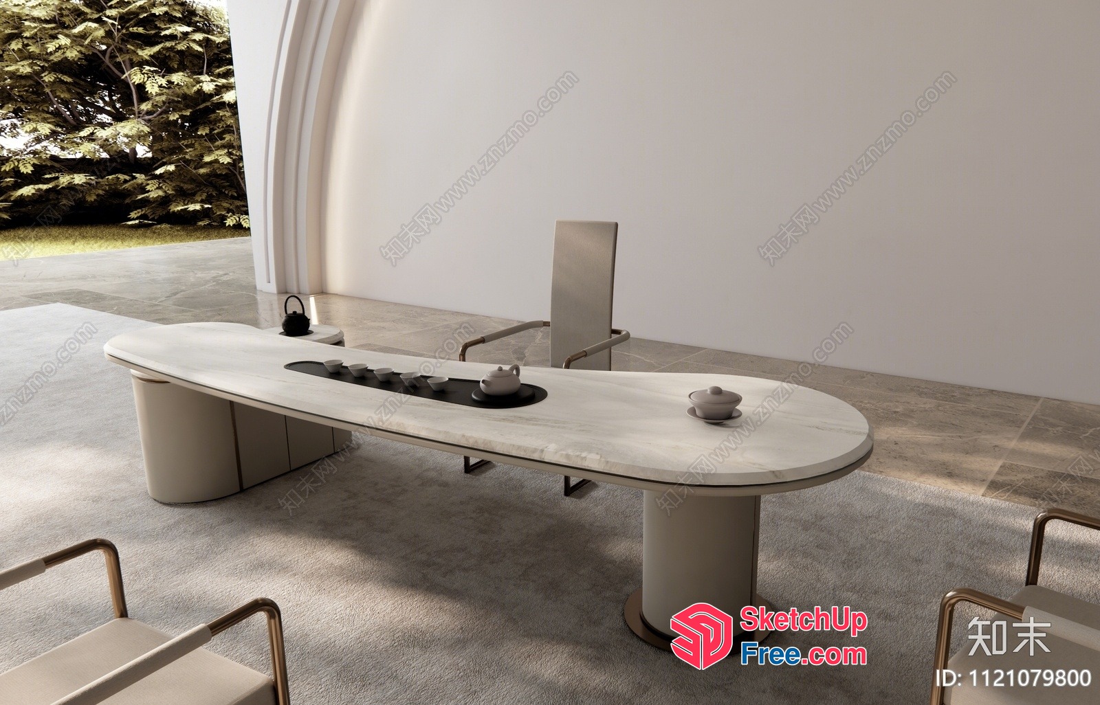 Elegant Minimalist Japanese-Style Tea Table 3D SketchUp File