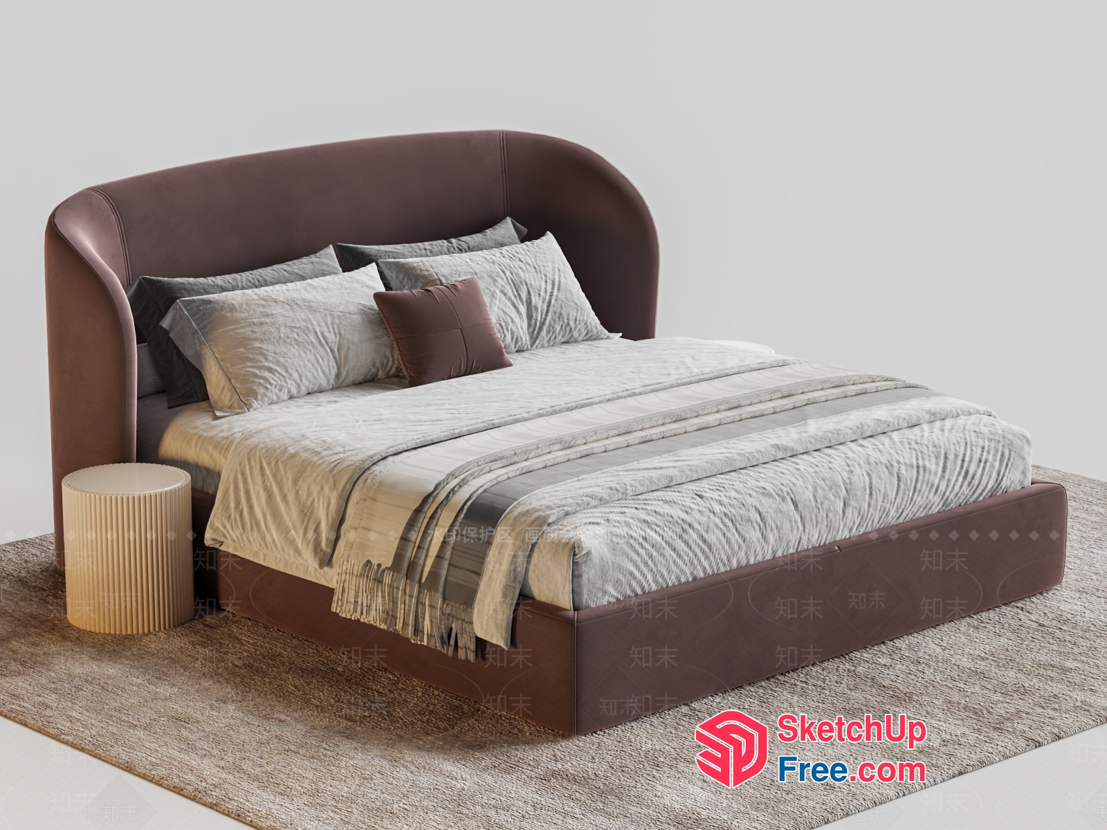 Elegant Brown Bed With Modern Style 3D SketchUp File