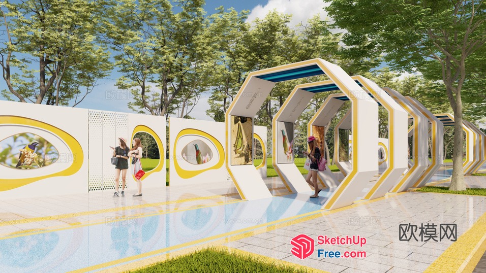 Modern Park Pavilion Design 3D SketchUp File