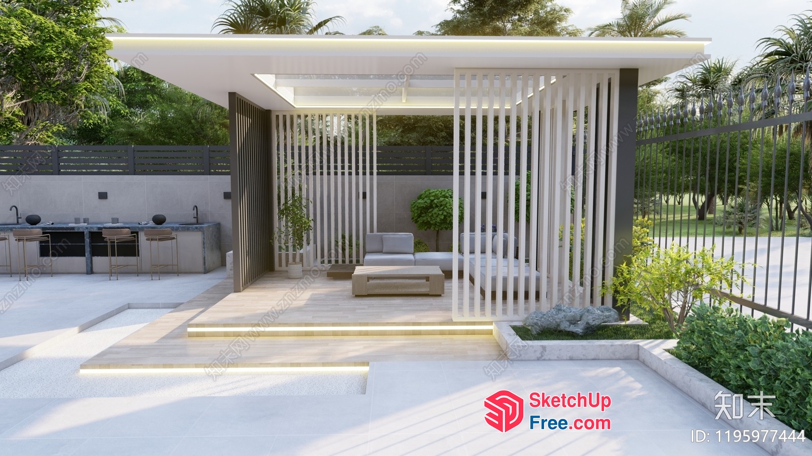 Outdoor Patio With Modern Style And Elegant Decor 3D SketchUp File
