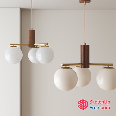 Elegant Glass Ball Light Fixture With Gold Accents 3D SketchUp File