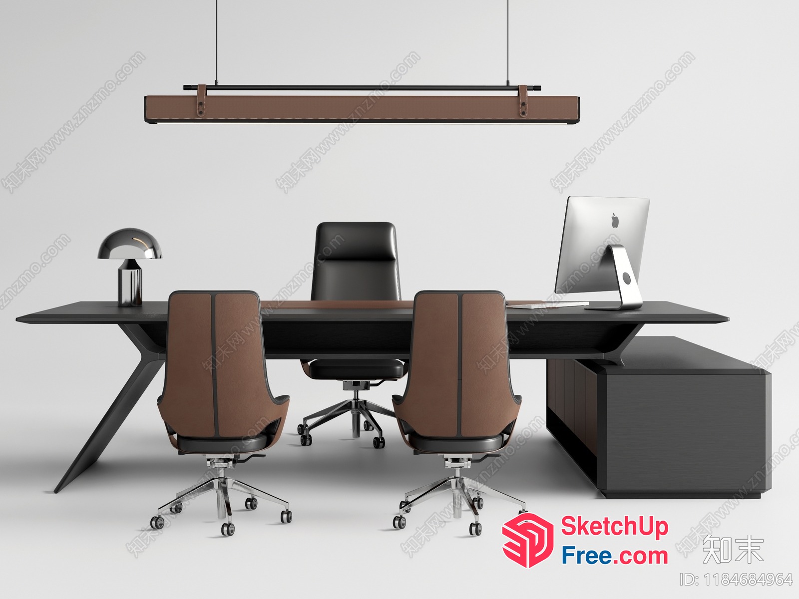 Modern Office Furniture Set With Desk And Chairs 3D SketchUp File