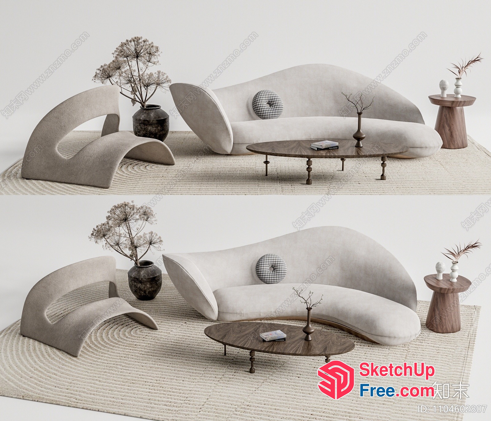 Elegant Minimalist Japanese-Style Living Room 3D SketchUp File