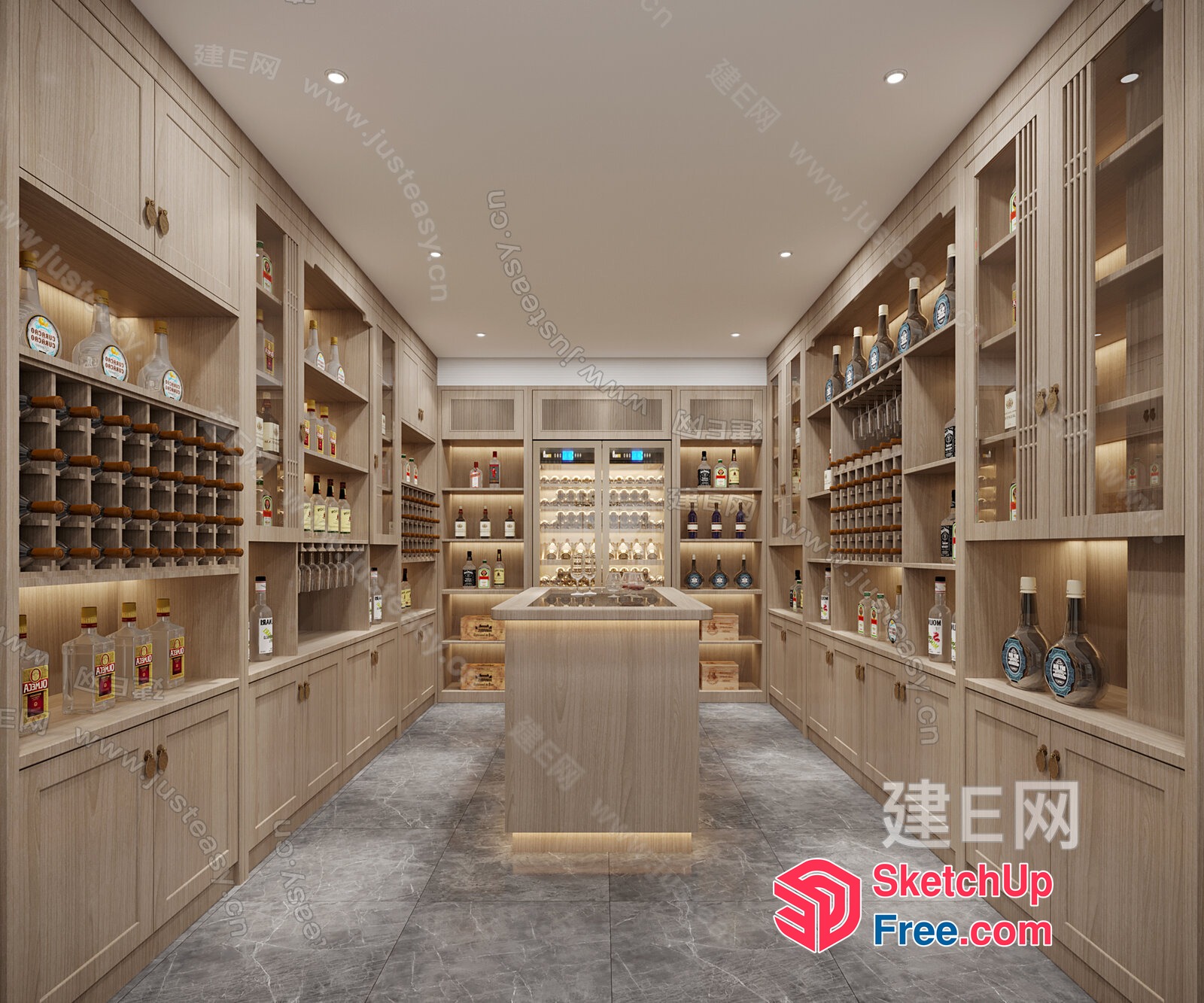 Modern Wine Cellar Interior 3D SketchUp File