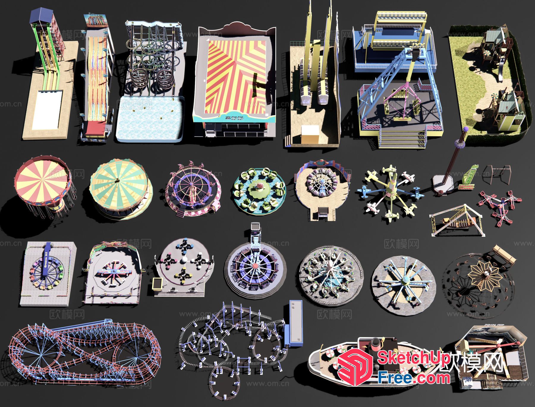 Amusement Park Rides And Attractions 3D SketchUp File