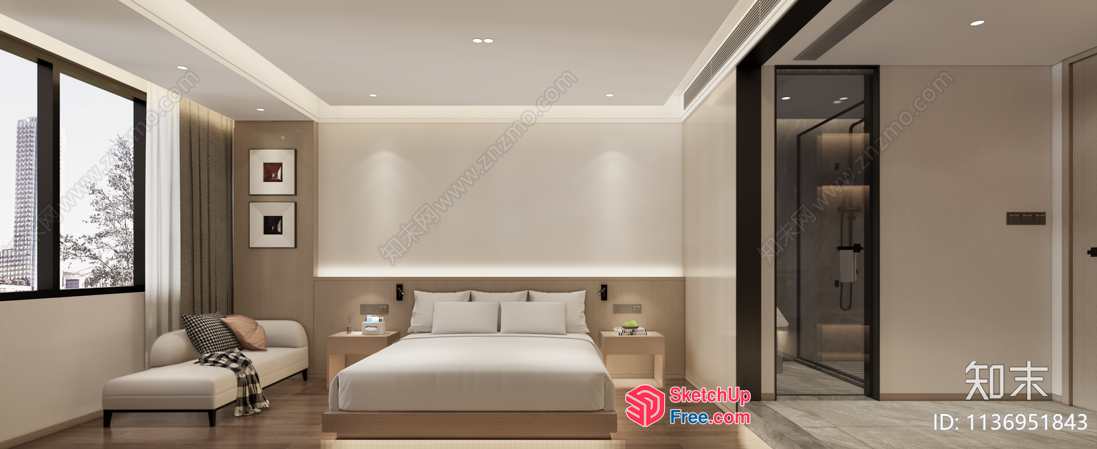 Elegant Minimalist Bedroom With Modern Decor 3D SketchUp File