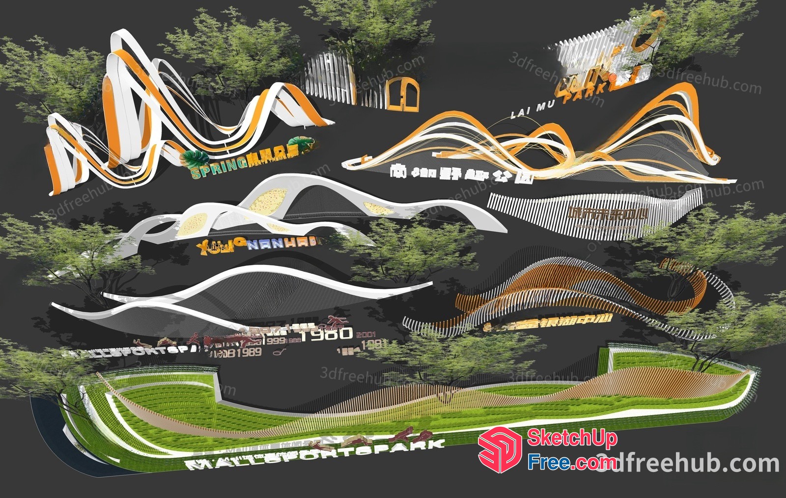 Modern Park Landscape 3D SketchUp File