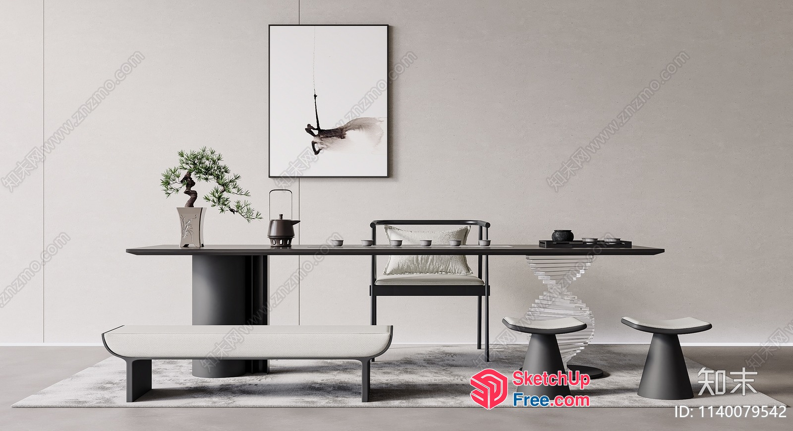 Modern Minimalist Japanese-Inspired Interior Design 3D SketchUp File