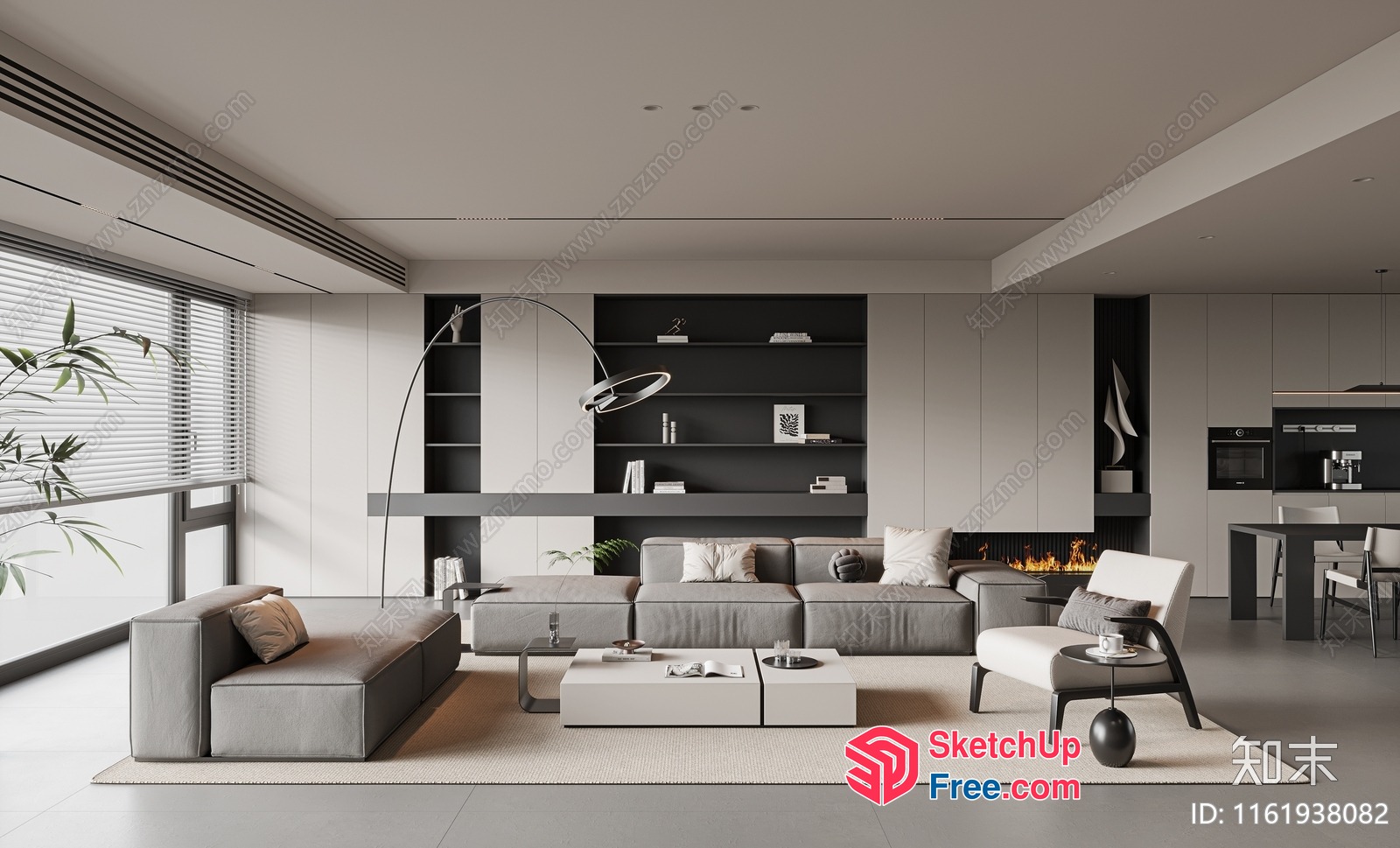 Modern Minimalist Living Room Interior 3D SketchUp File