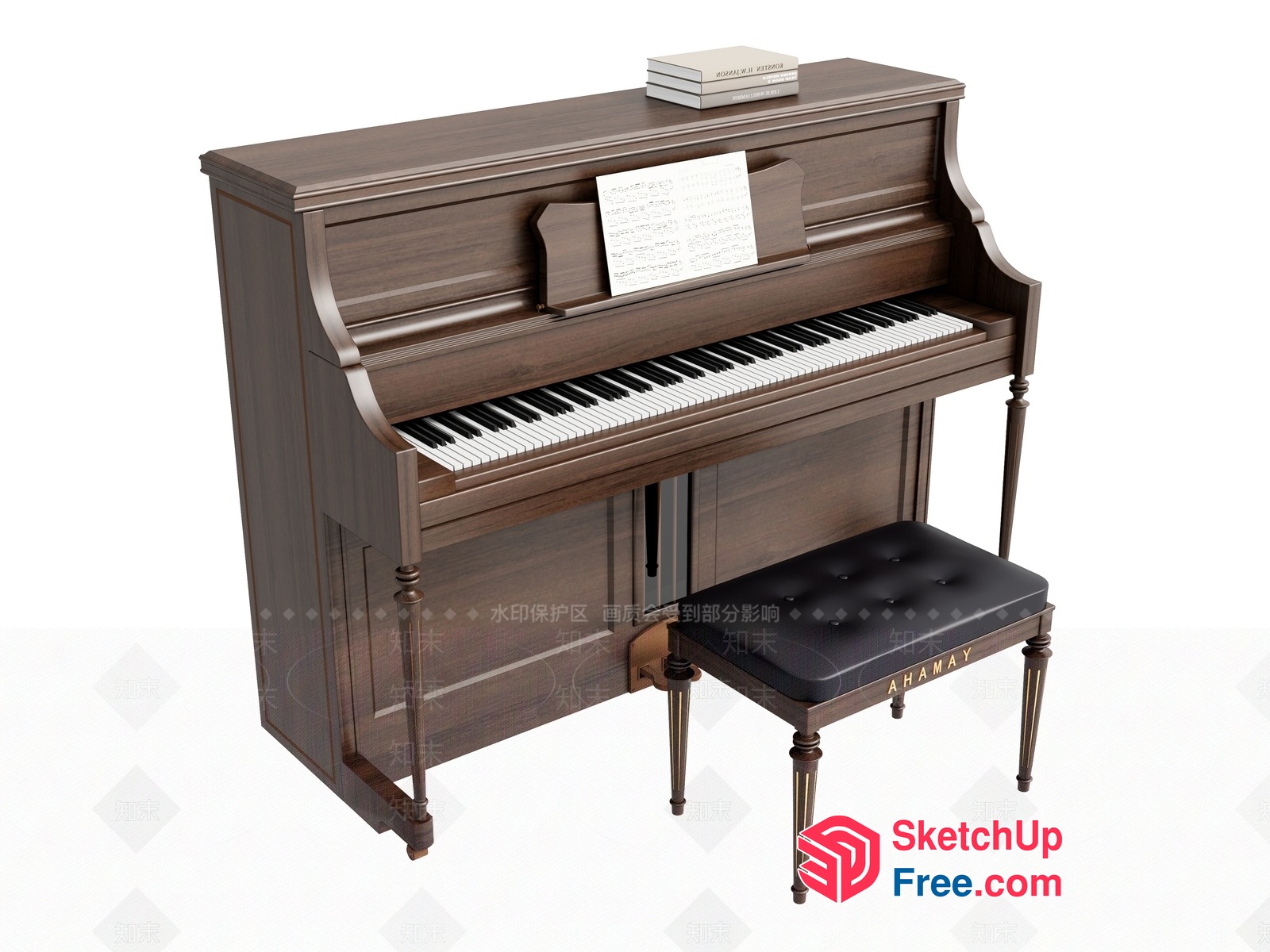 Piano And Bench Furniture 3D SketchUp File