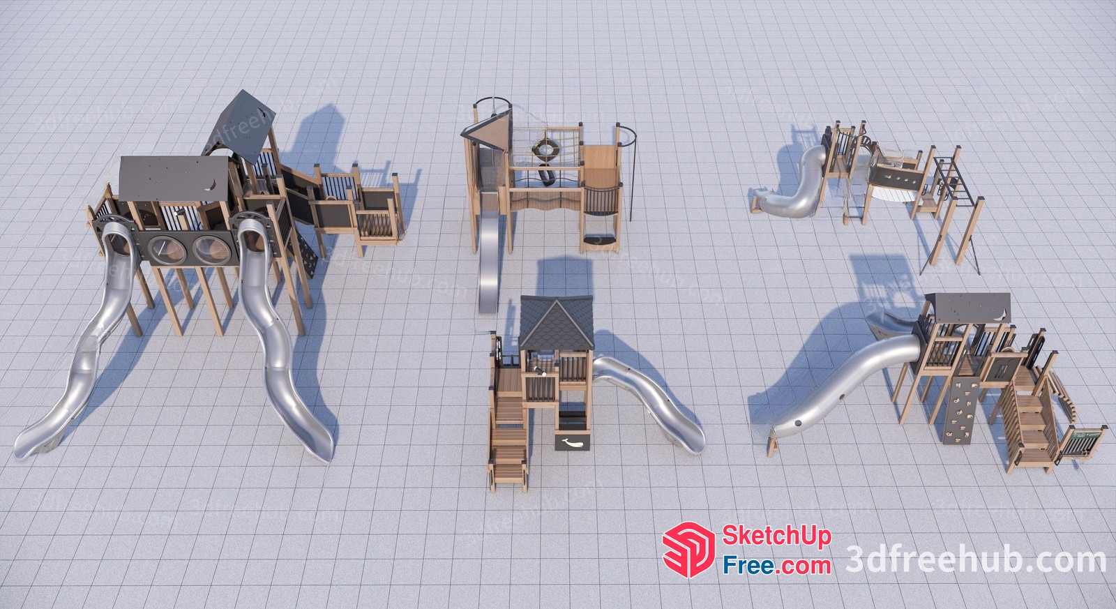 Playground With Slides And Climbing Structures 3D SketchUp File