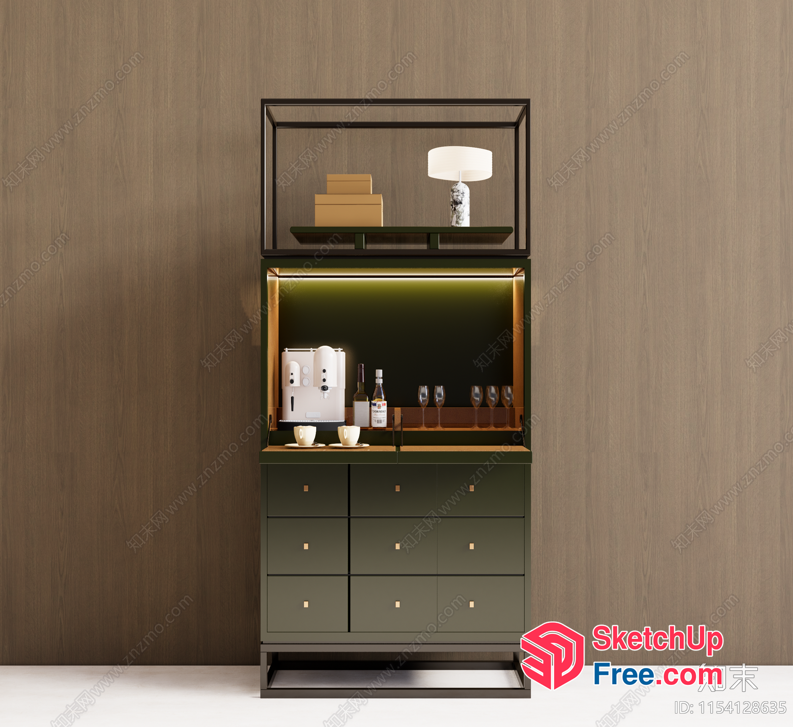Modern Minimalist Kitchen Cabinet With Water Dispenser 3D SketchUp File