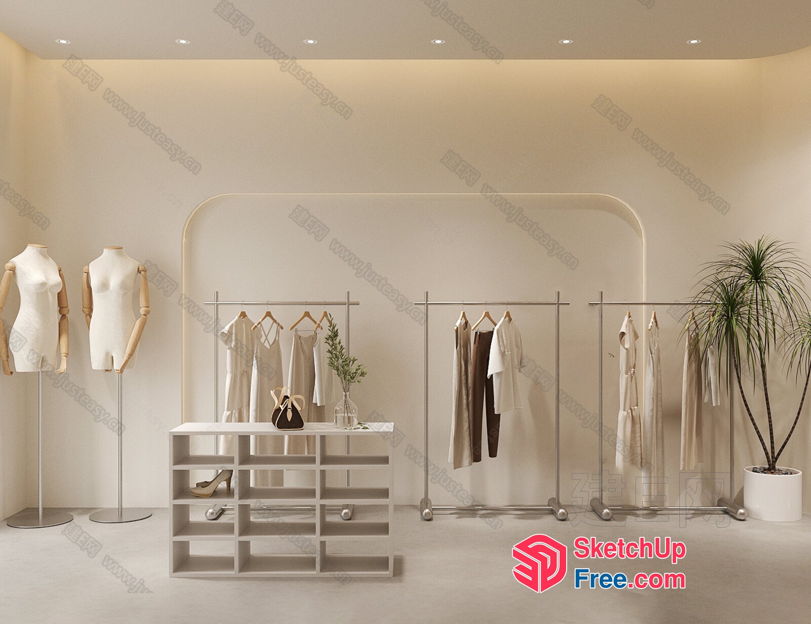 Minimalist Fashion Retail Space 3D SketchUp File