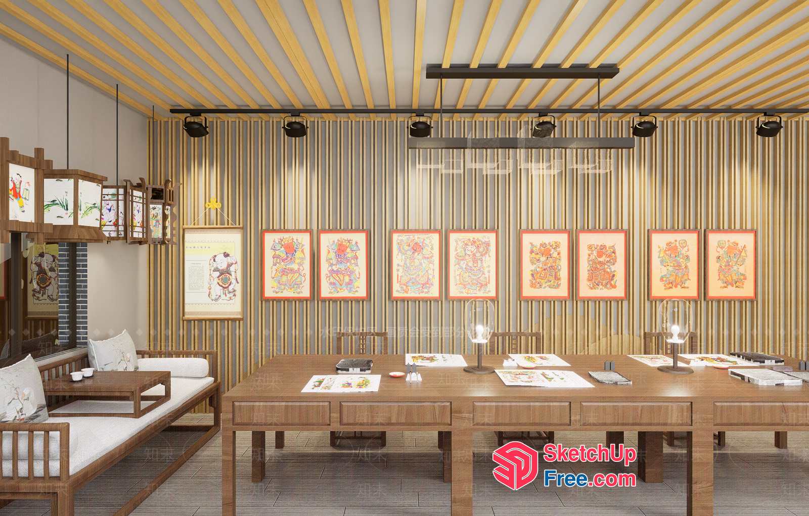 Traditional Asian-Inspired Interior Design 3D SketchUp File