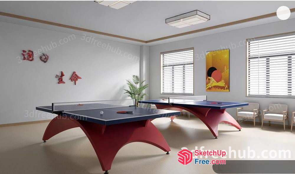 Modern Table Tennis Room With Contemporary Furniture And Decor 3D SketchUp File